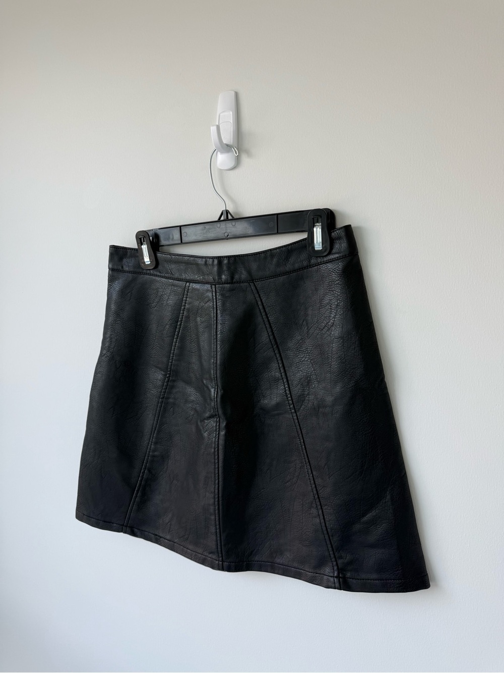 Zara Black Faux Leather A-Line mini skirt